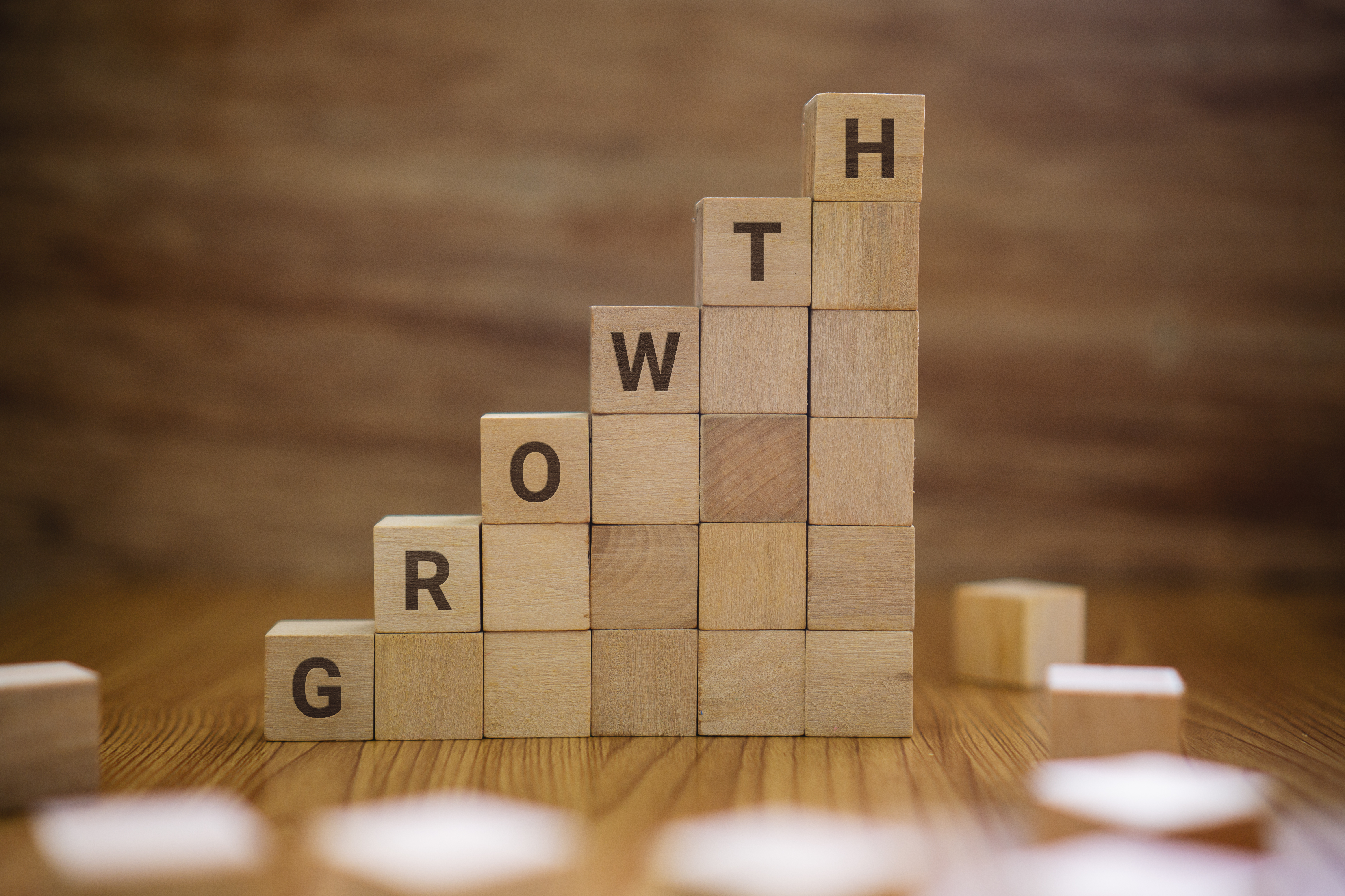 Blocks spelling the word growth