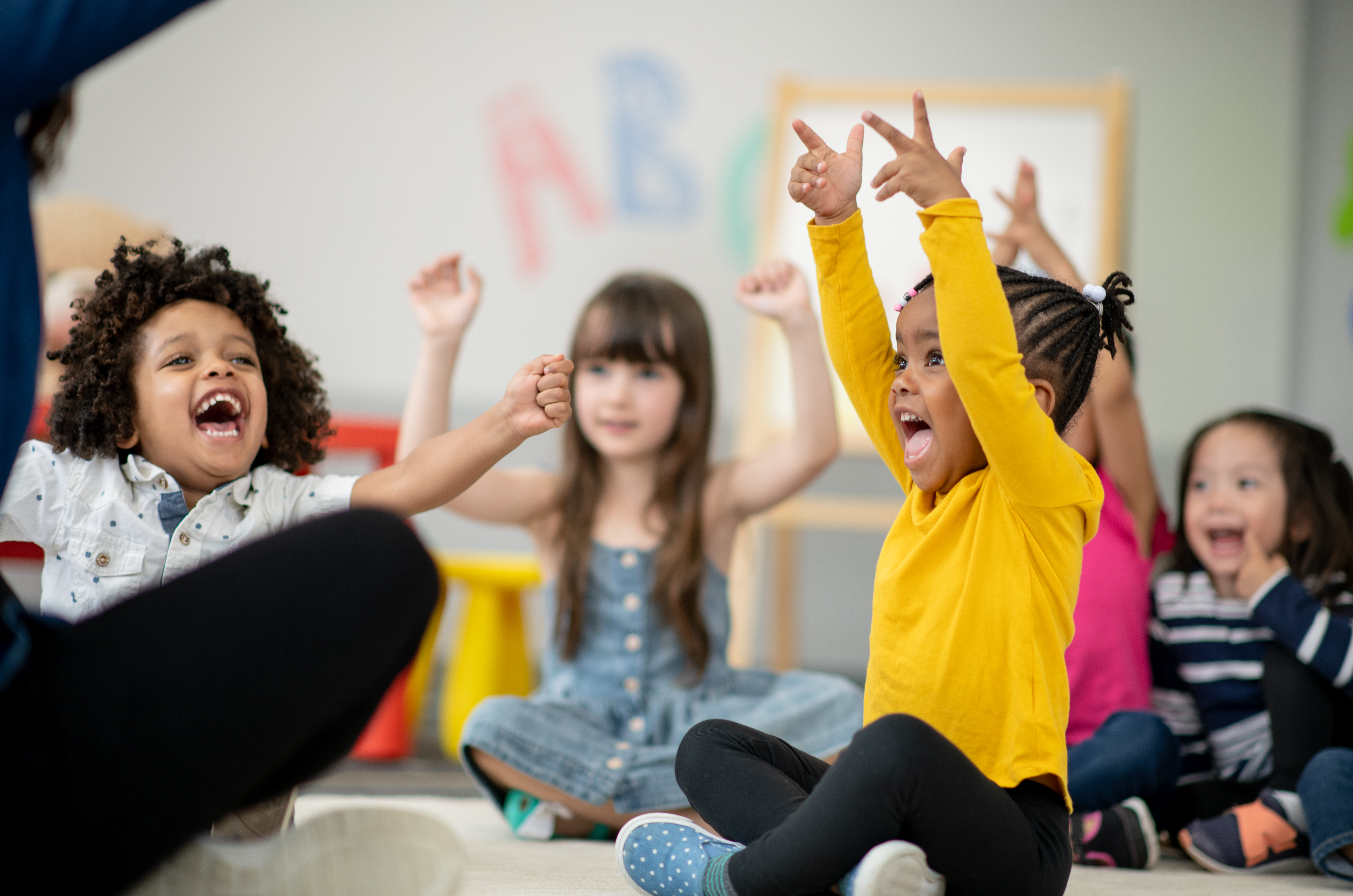 Group of children in child care classroom